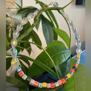 Spring Rain - Choker necklace with ceramic and glass beads